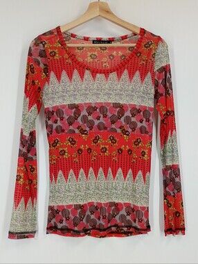 Mechant Printed Mesh Long Sleeve Top